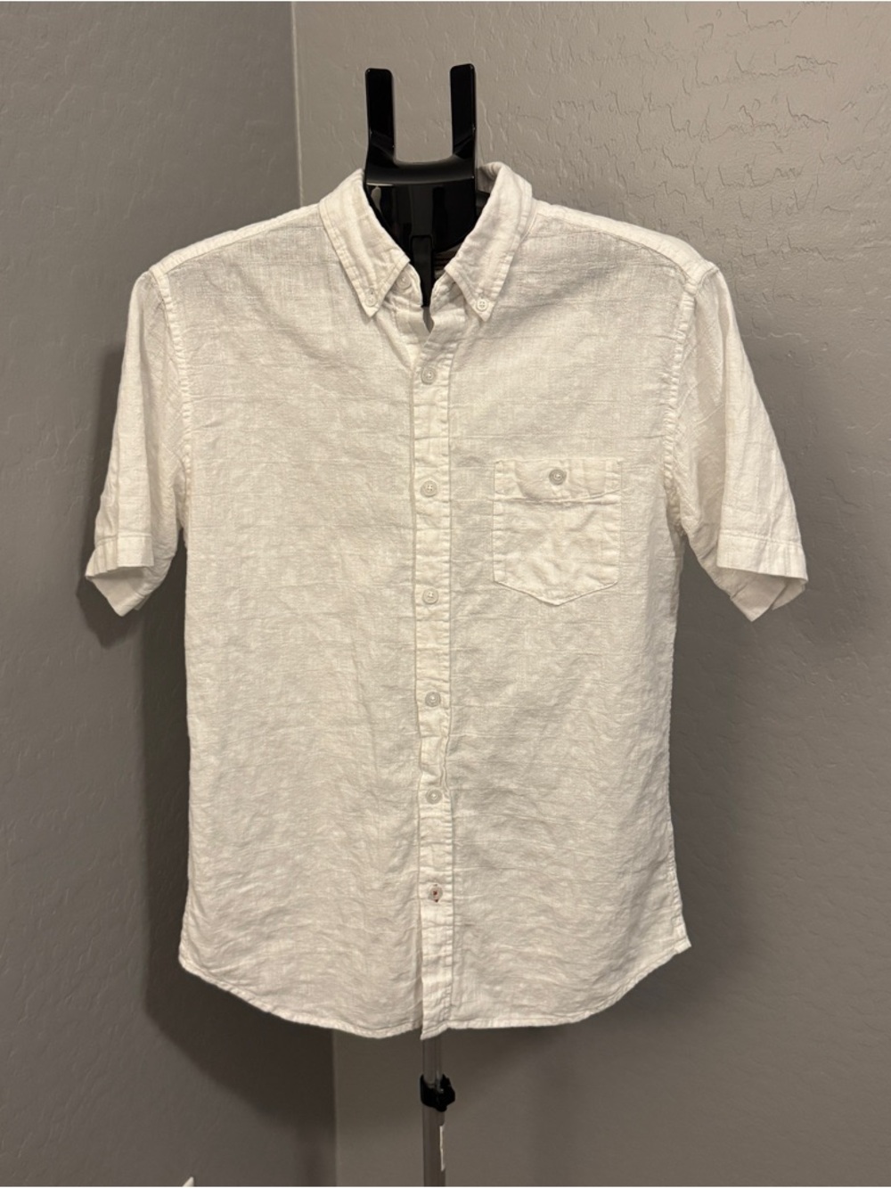Weatherproof Vintage Linen Blend White Short Sleeve Button Down Shirt M